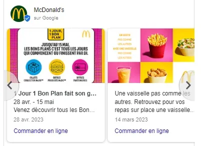 Post Mcdo fiche google my business