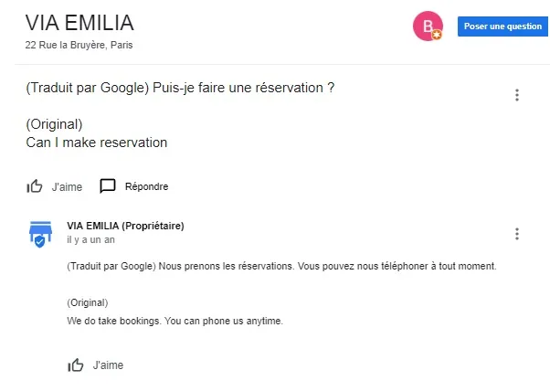 question réponse fiche google my business